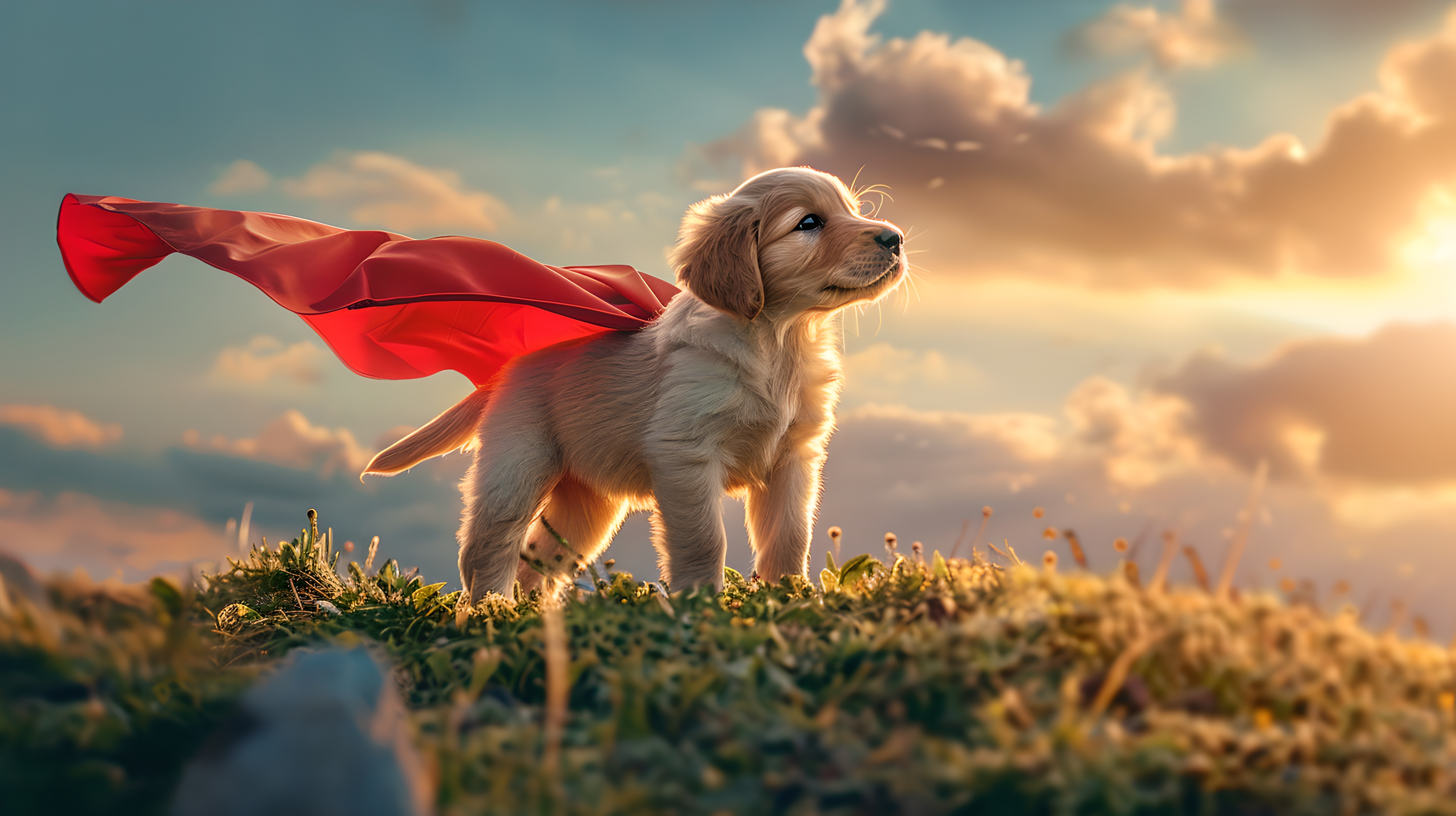 cute puppy with a cape